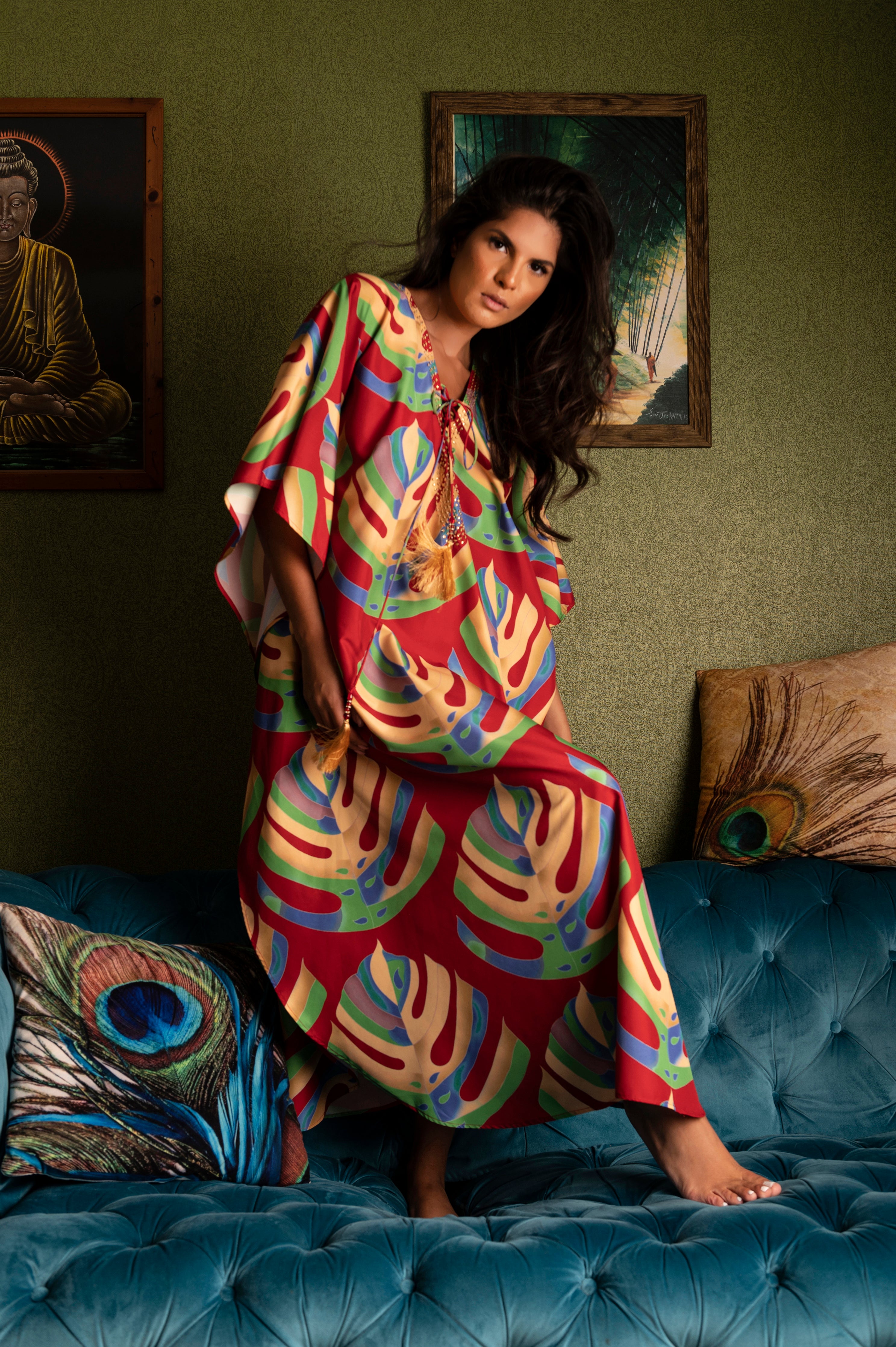 Camille Red Palm Kaftan