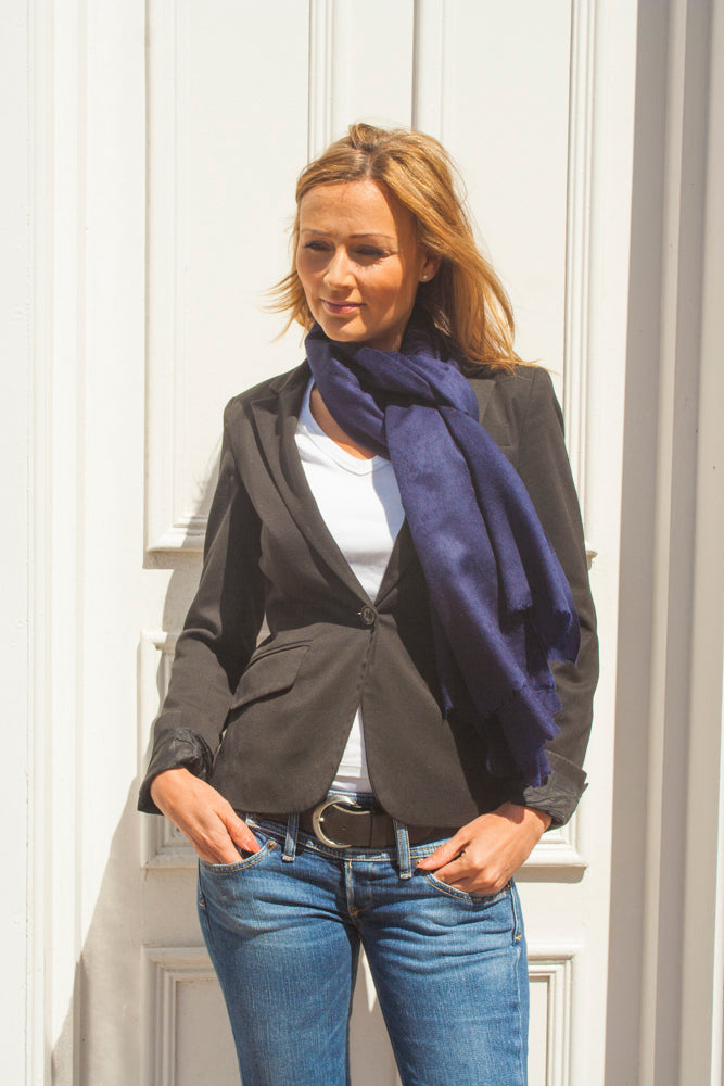 Deep Blue Cashmere Scarf