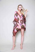 India Peacock Deep V Neck Kaftan