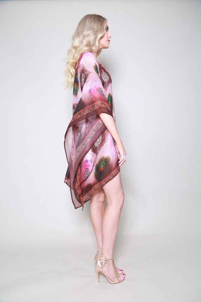 India Peacock Deep V Neck Kaftan