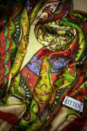 Kitten Beachwear label on scarf