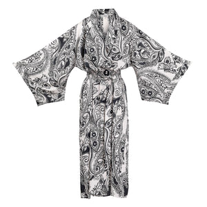 Kitten Beachwear Niko Maxi Kimono in Black Blush Paisley